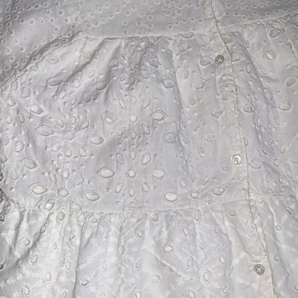 Zara Cotton Sewing V- Neck Buttons Front Tiered Mini Dress Size 9 - Picture 9 of 11